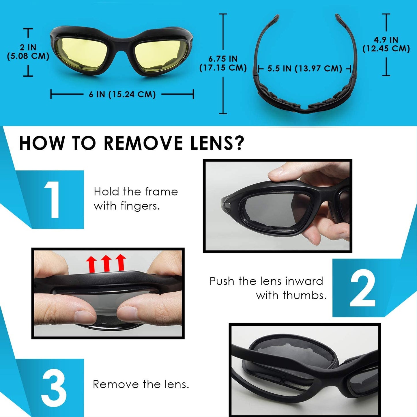 V-TS211 Polarized Motorcycle Riding Glasses Black Frame with 4 Lens Kit