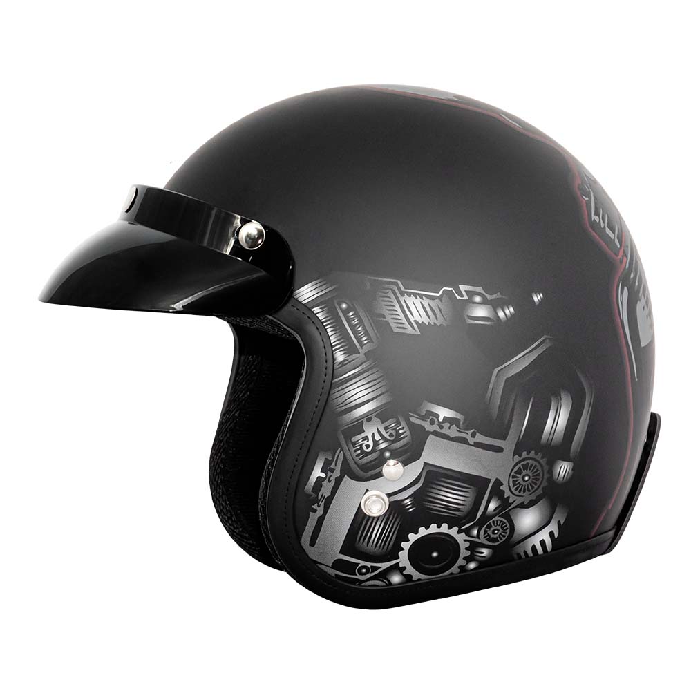 gothic design motorcycle open helmets VCAN V85C 3/4 Open Face Motorcycle Helmets / DOT Approved – Vcan
